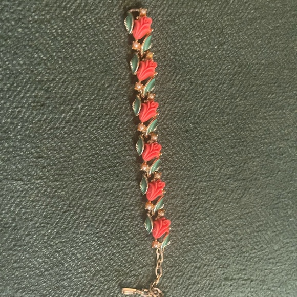 Enamel Rose Bracelet with Gold Accents - Picture 5 of 9